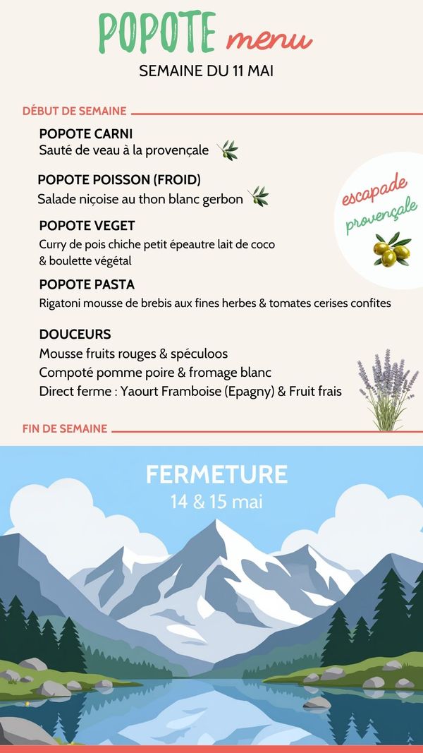 Menu plateaux repas annecy semaine 11 mai 2026