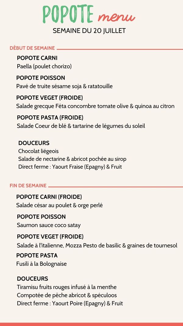 Menu plateaux repas annecy semaine 20 juillet 2026
