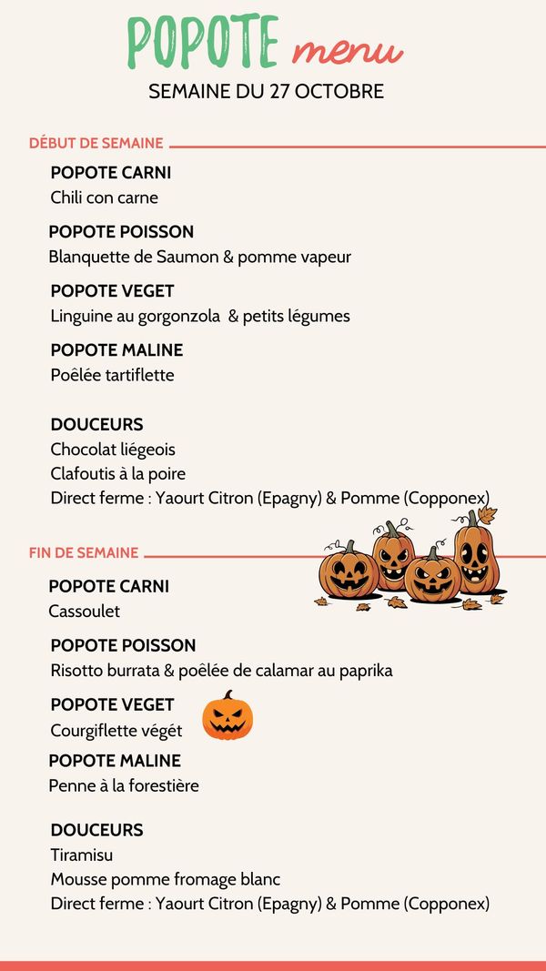 Menu de la semaine
