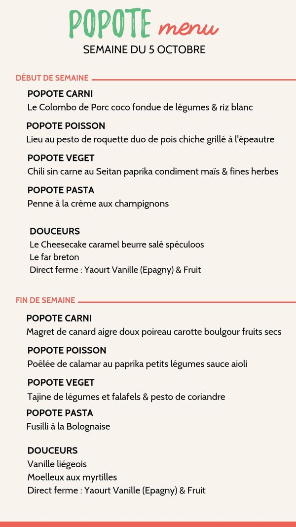 Menu plateaux repas annecy semaine 5 octobre 2026