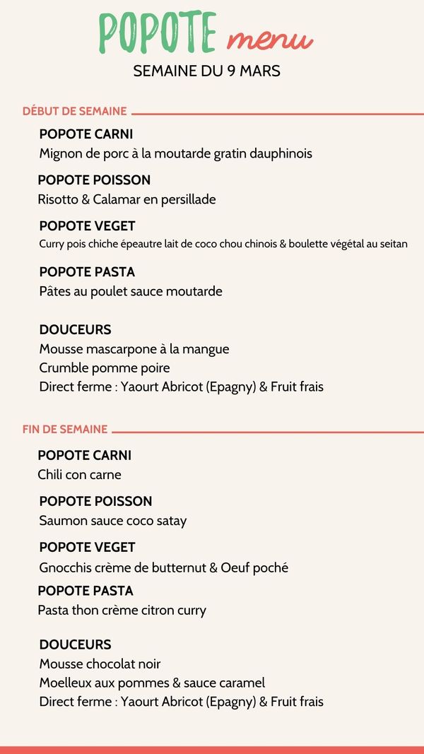 Menu plateaux repas annecy semaine 9 mars 2026